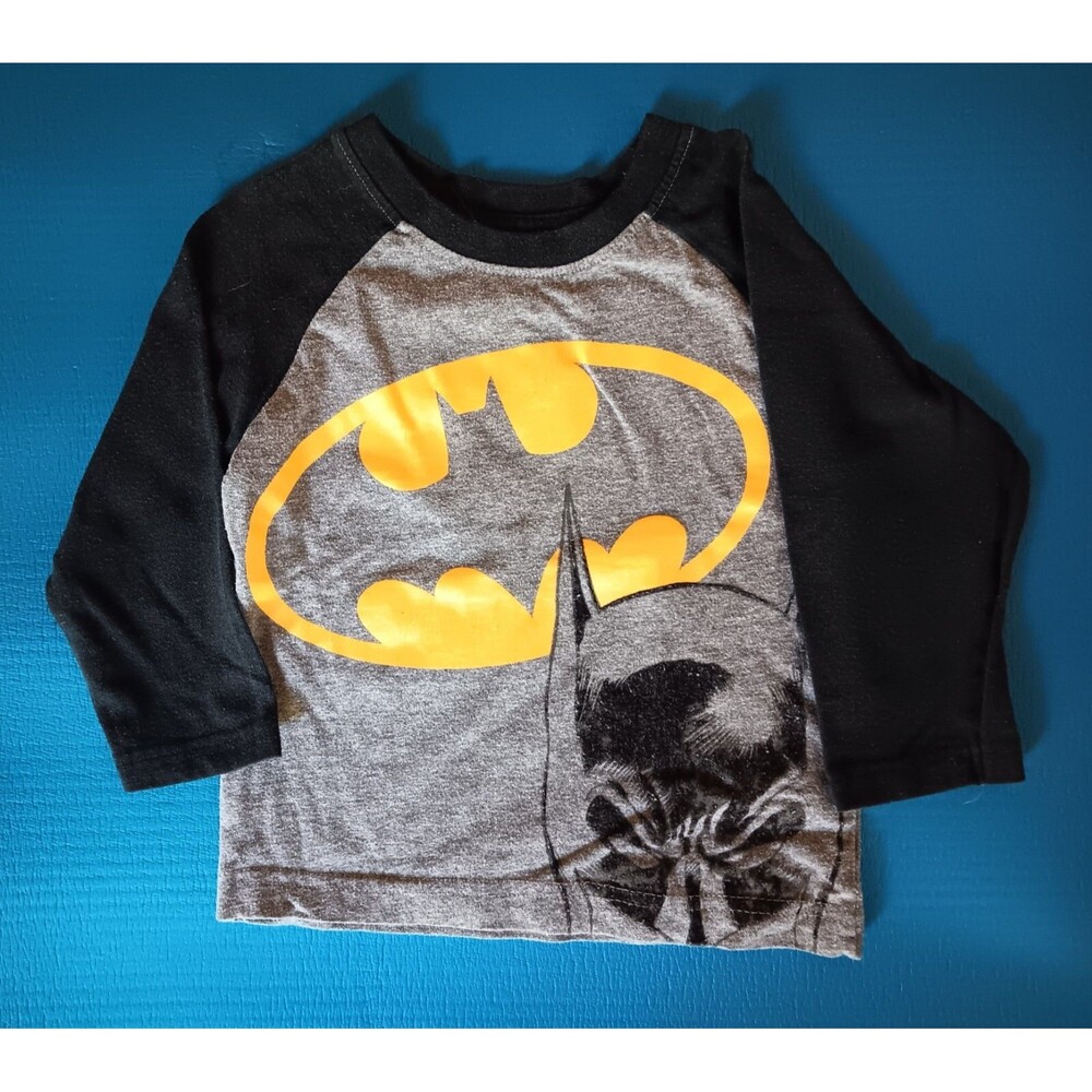 Shirt 2T Batman boys 3/4 sleeve Gray Black clothing toddler